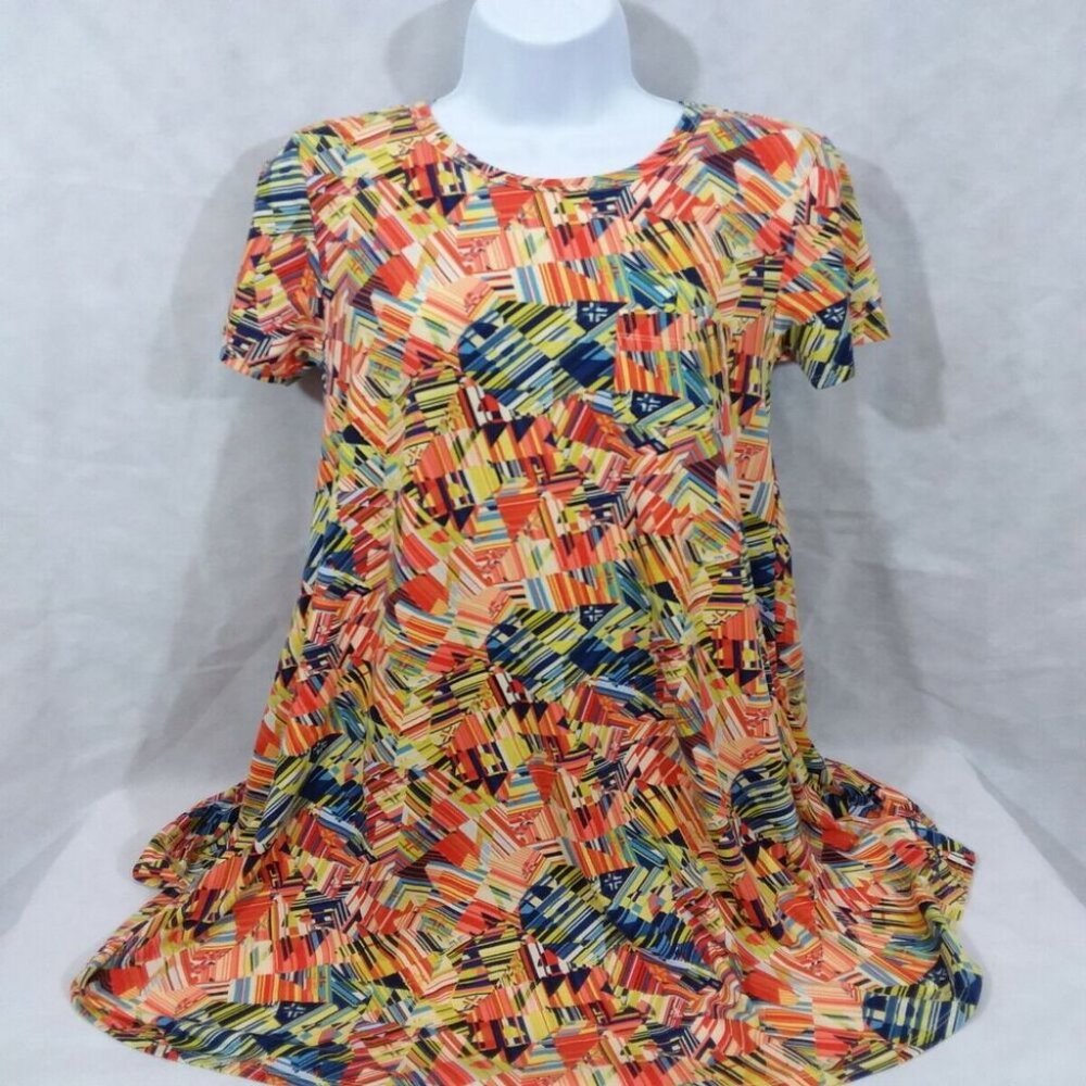 Women's XS LuLaRoe Short Sleeve Multicolor Geometric Tunic Top